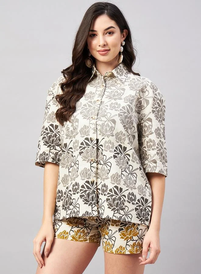 Winered  Women Floral Print Oversized Shirt and Shorts Co-Ords for Women | Best Price UAE